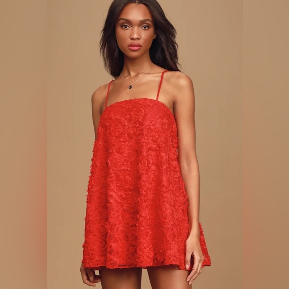 Lulus Size Small 2 - 4 Bouquet of Love Red Lace Mini Dress Womens NWT - Picture 3 of 11